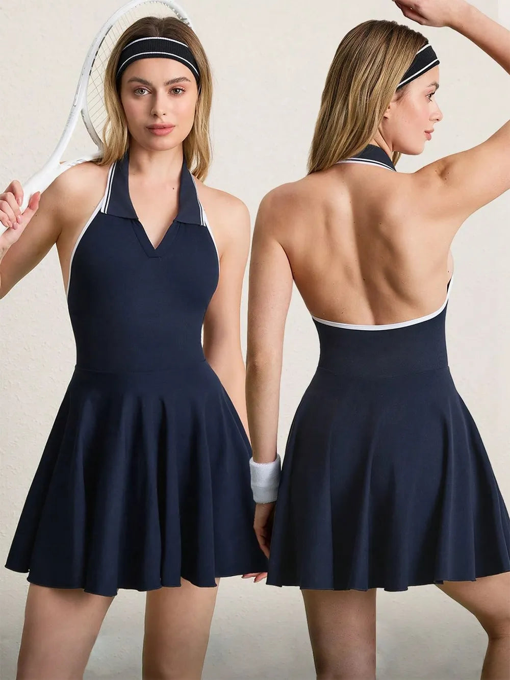 Backless Halter Neck Active Dress - Korvel