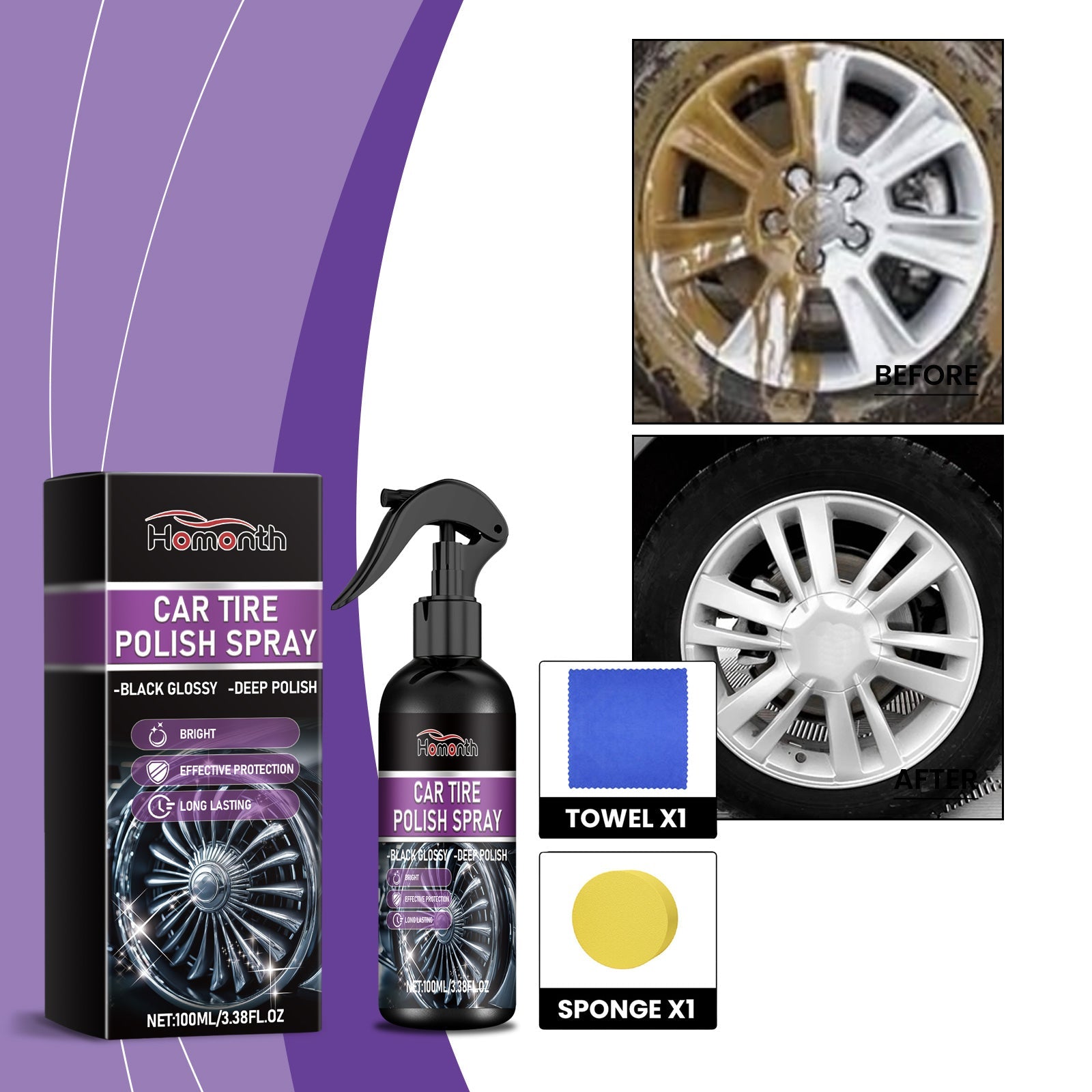 Automobile Tire Polish, Tire Stain Cleaning Refurbished Waterproof Anti-Fouling Protection Tire Aging - Korvel