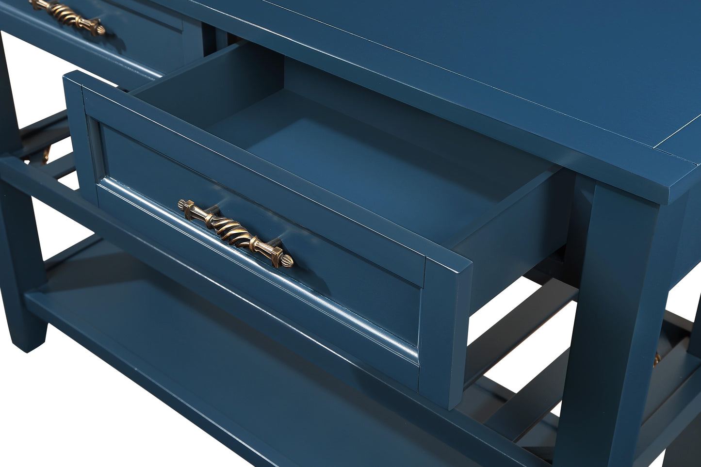 Mesa Consola Sofá de Estilo Mid-Century con Cajones de Almacenamiento - Azul Marino