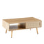 41.34" Modern Rattan Coffee Table with Sliding Door Storage