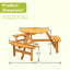 6-Person Circular Outdoor Wooden Picnic Table for Patio, Backyard, Garden, DIY w/ 3 Built-in Benches, 1720lb Capacity - Natural - Korvel
