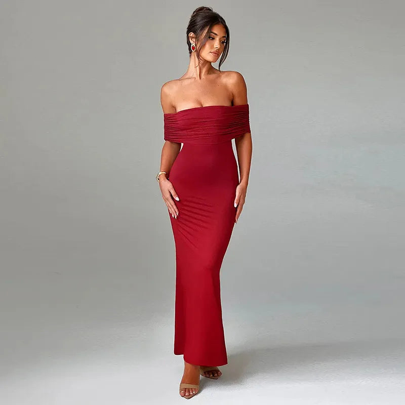 Robe élégante sans dos et épaules dénudées pour femmes
