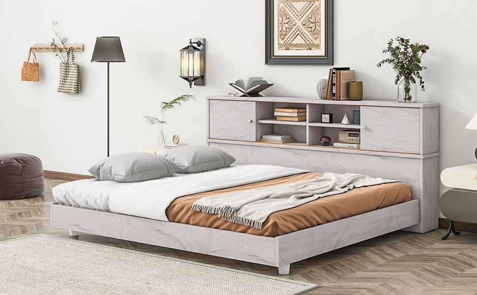 Full Size Daybed Frame with Storage Bookcases - White Oak