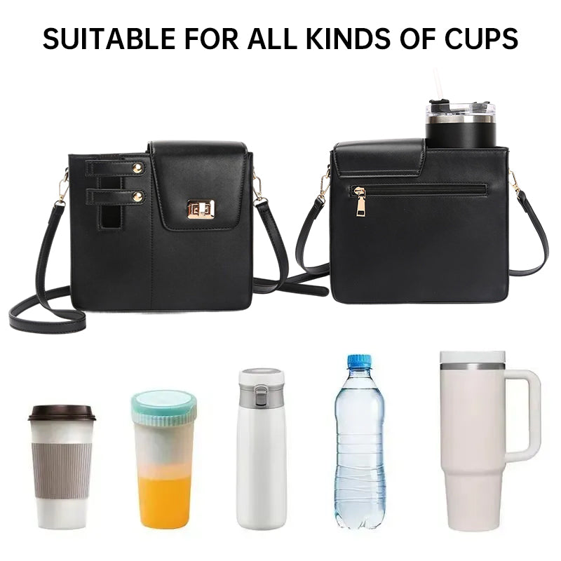 Outdoor Purse Cup Holder Bag for Stanley, Crossbody Water Bottle Bags,Crossbody Water Bottle Bag for Most Water Bottles - Korvel