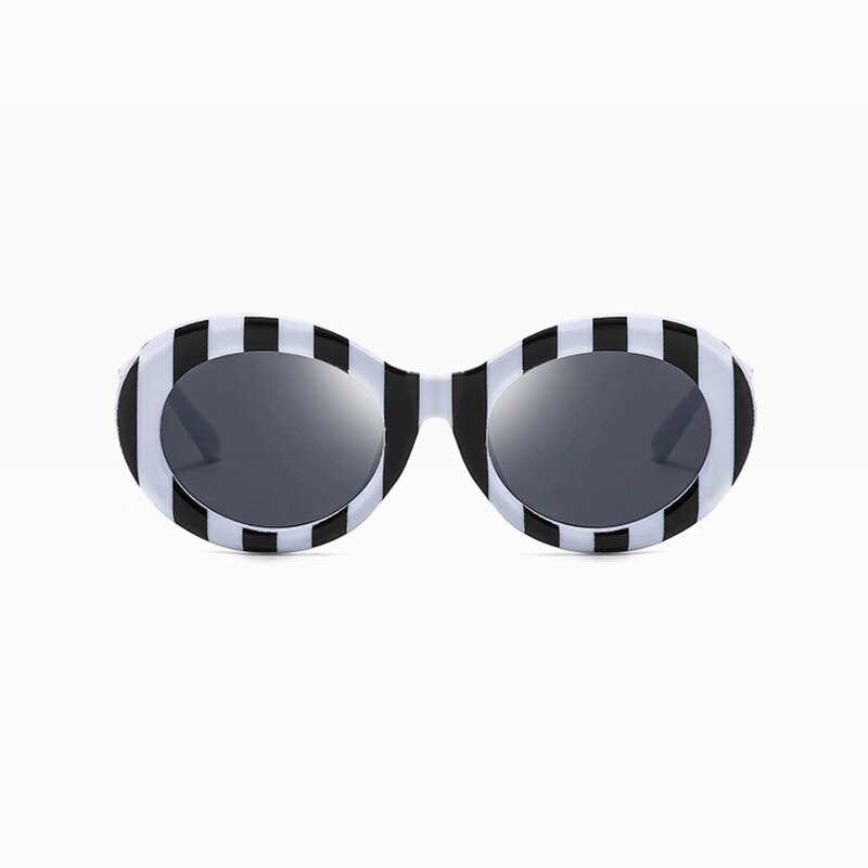 Striped Zebra Oval Sunglasses New Net Red Street Shot Personality Female Hip Hop Sunglasses Trend - Korvel