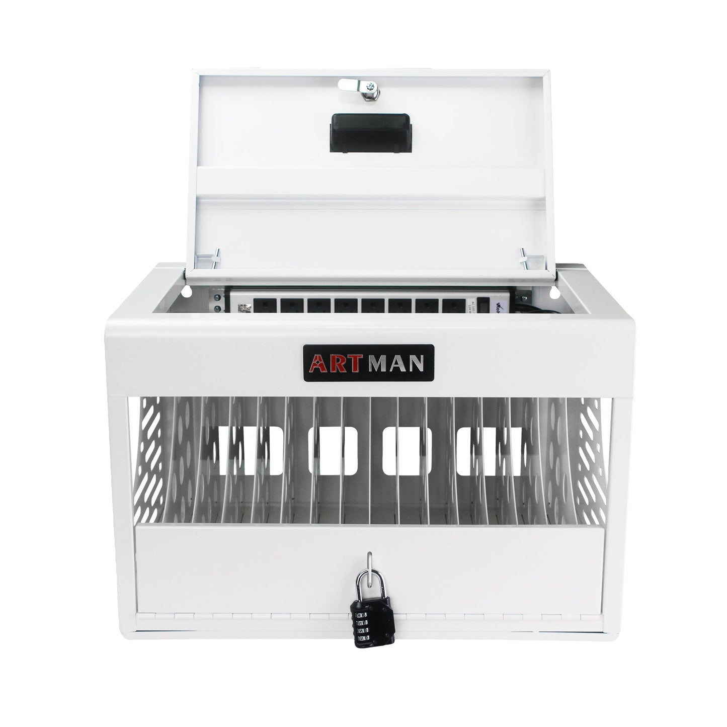 16 Bay Locking Charging Cabinet for Laptops and Chromebooks - White