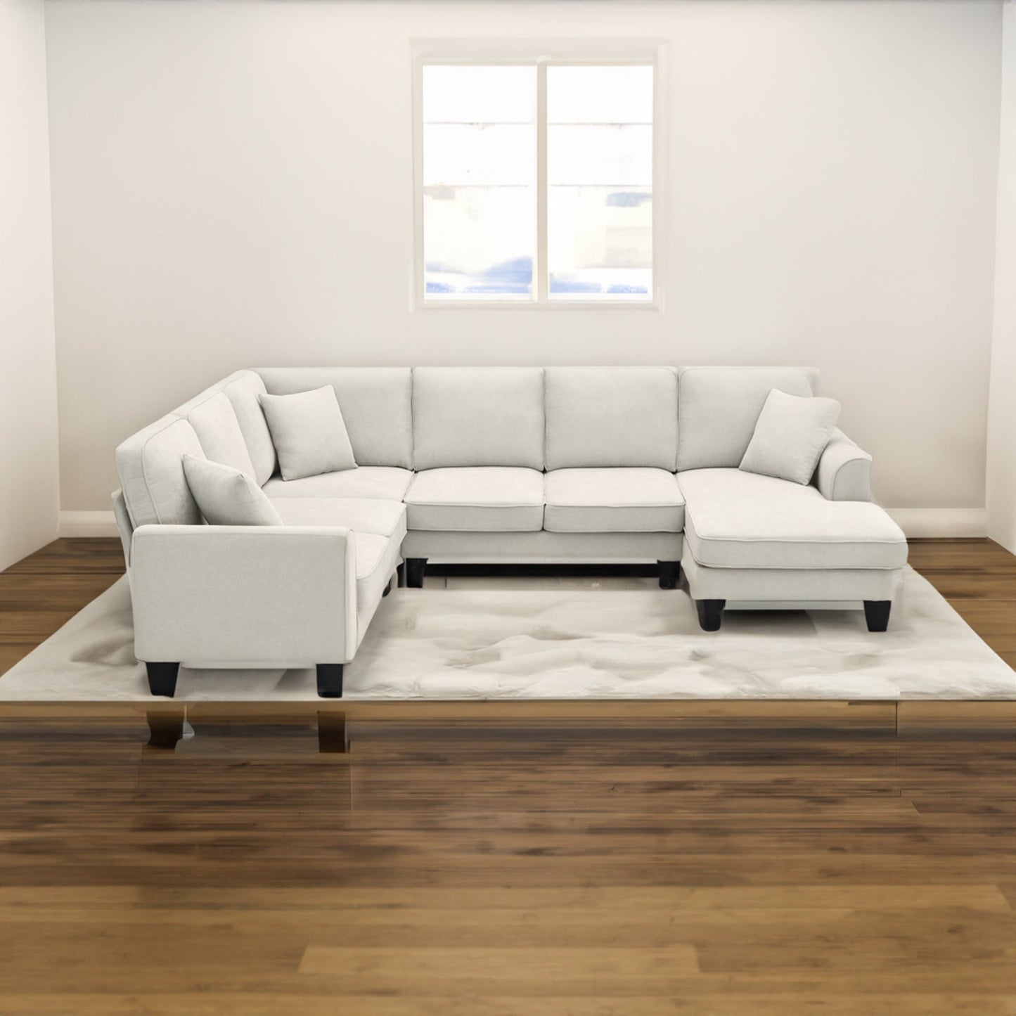 [VIDEO provided] [New] 108*85.5" Modern U Shape Sectional Sofa 7 Seat Fabric Sectional Sofa Set - Korvel