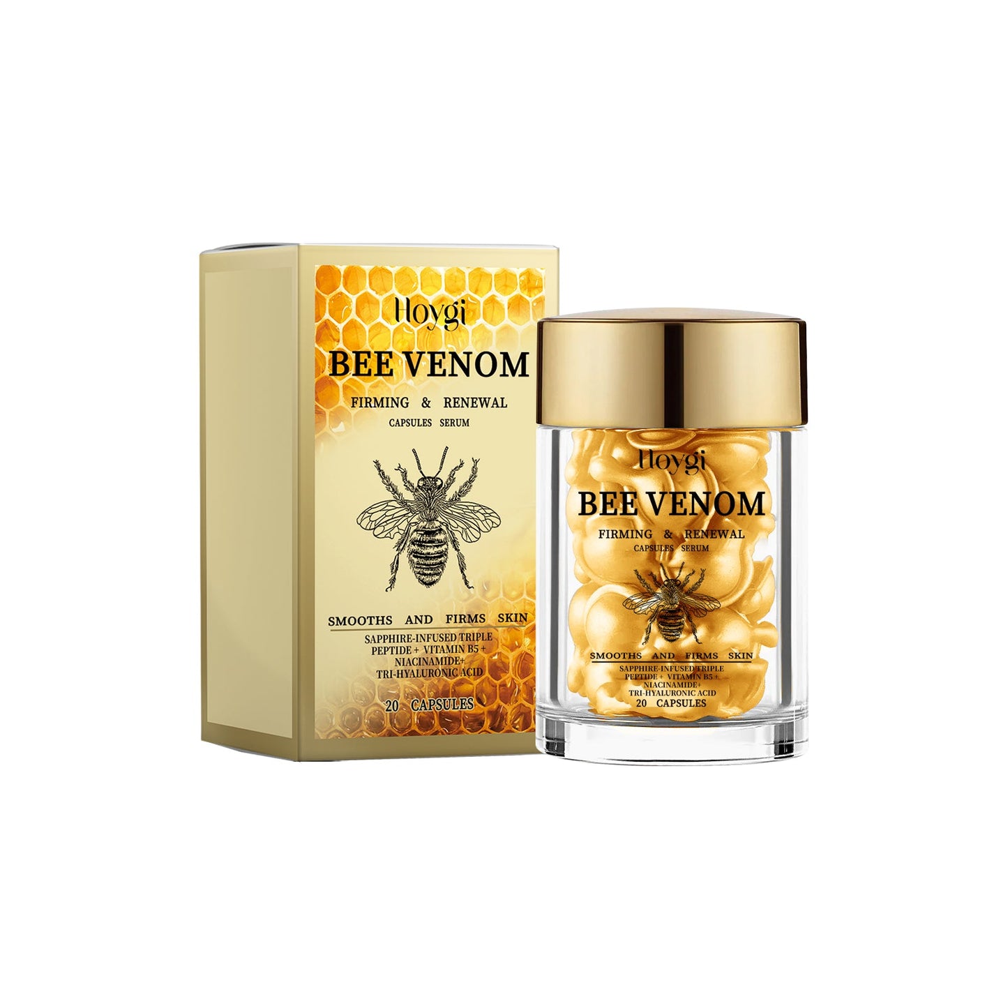 Capsules de soin facial au venin d'abeille pour une peau nourrie et hydratée