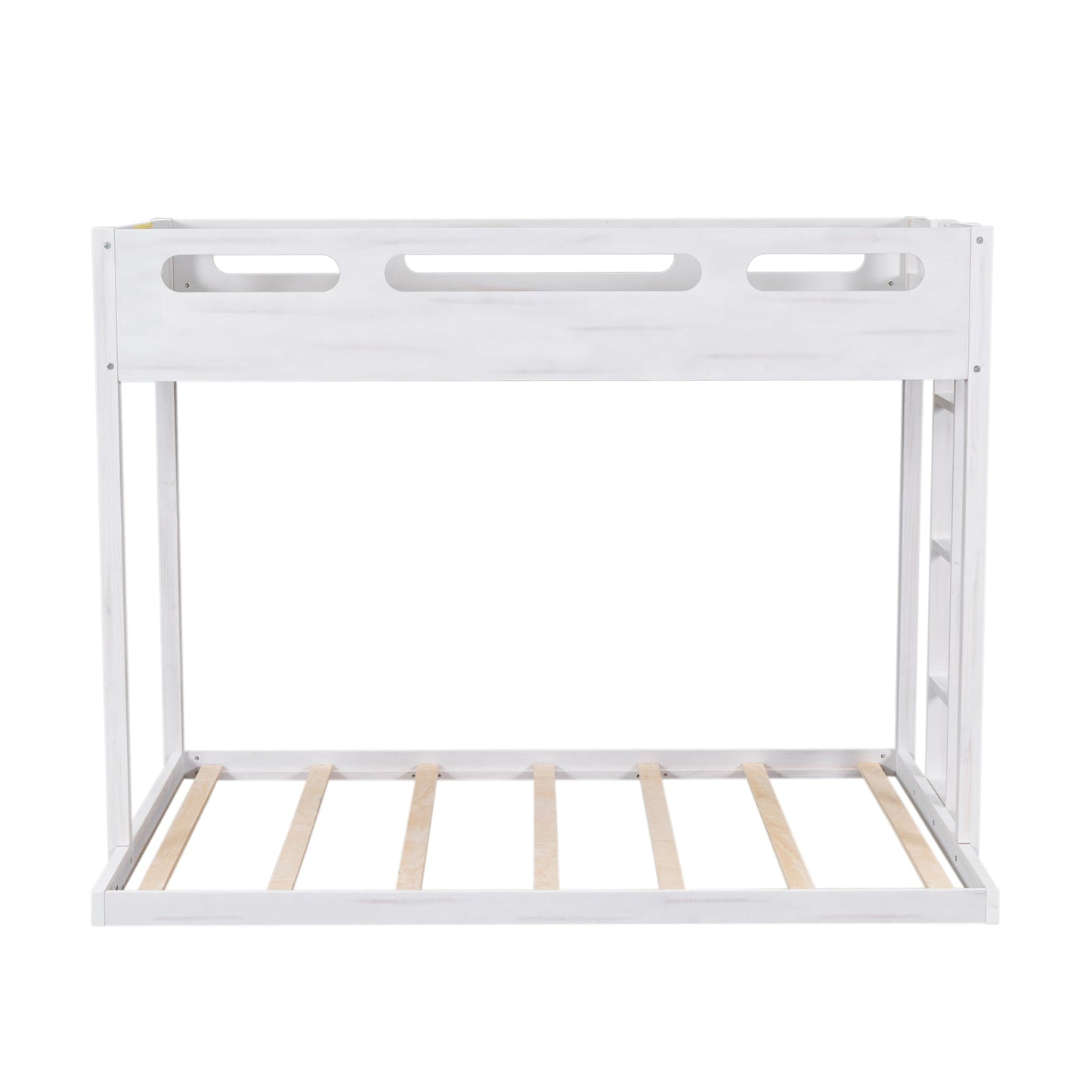 Twin over Full Bunk Bed with Built-in Ladder,White - Korvel