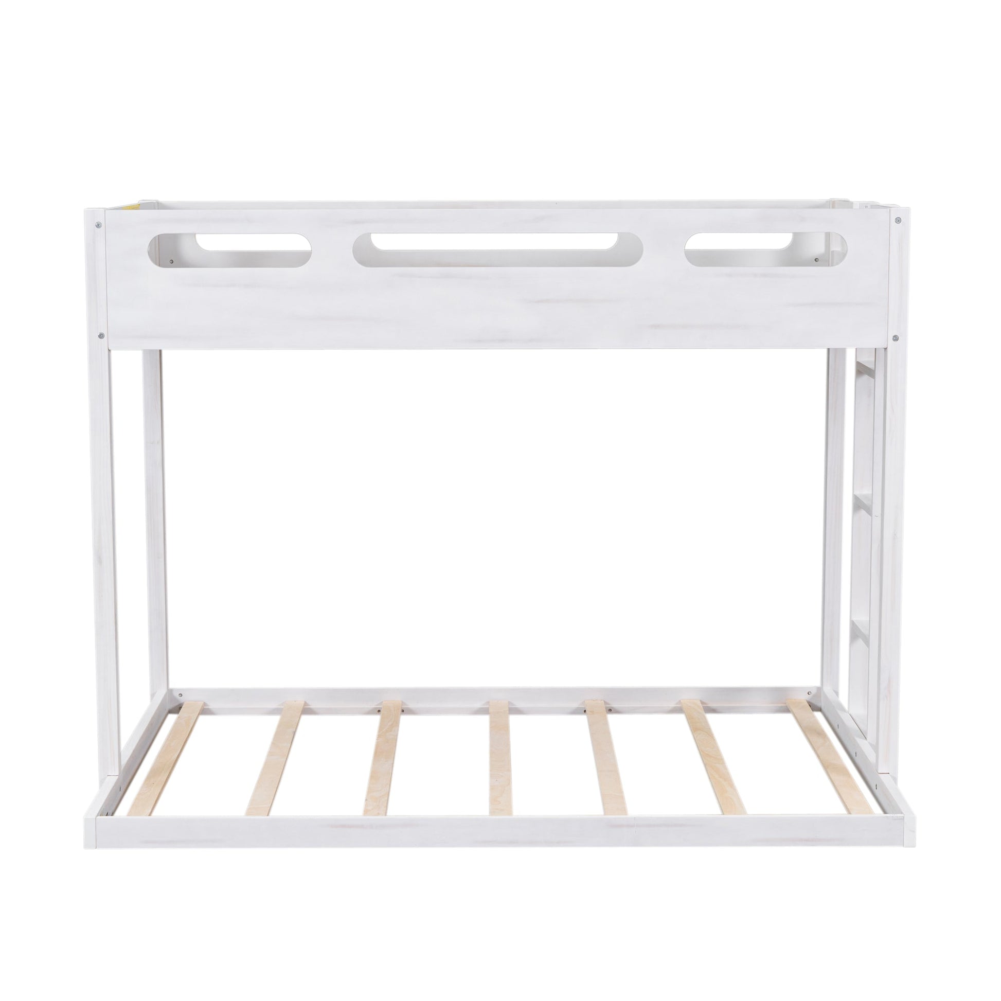 Twin over Full Bunk Bed with Built-in Ladder,White - Korvel