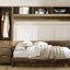 Full Size Murphy Bed with Wardrobe, Drawers and Open Shelves, Antique Grey - Korvel