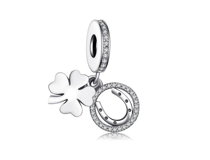 Bijoupalace Perle Charm Trèfle à Quatre Feuilles en Argent Sterling 925
