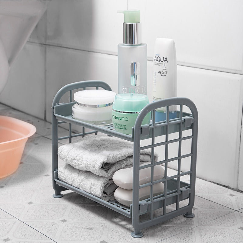 Double Storage Rack Kitchen Small Shelf Desktop Storage Rack Bathroom Sink Plastic Organizing Rack - Korvel