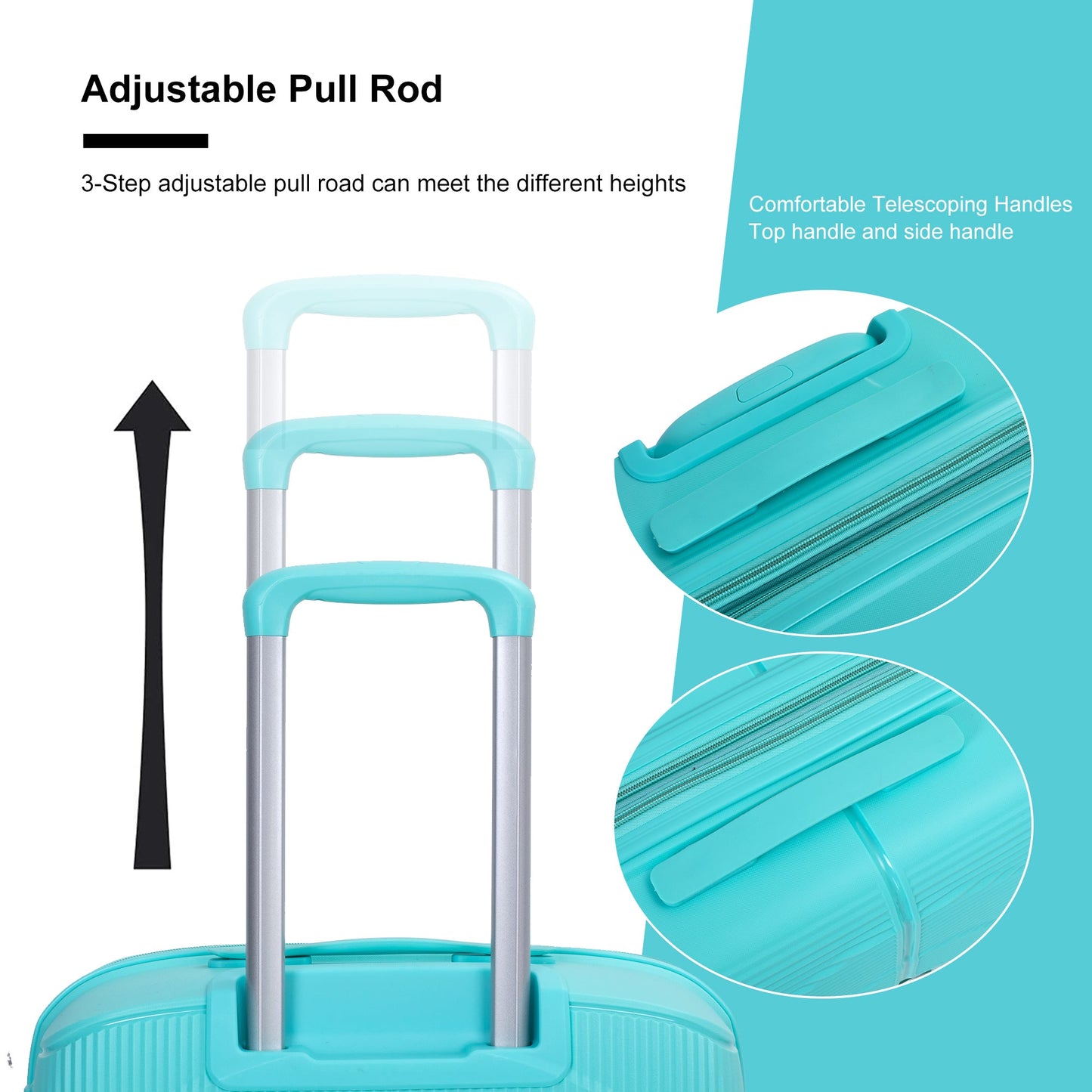 Expandable Hardshell Suitcase Double Spinner Wheels PP Luggage Sets Lightweight Durable 3-Piece Set (20/24/28) , Lake Blue - Korvel