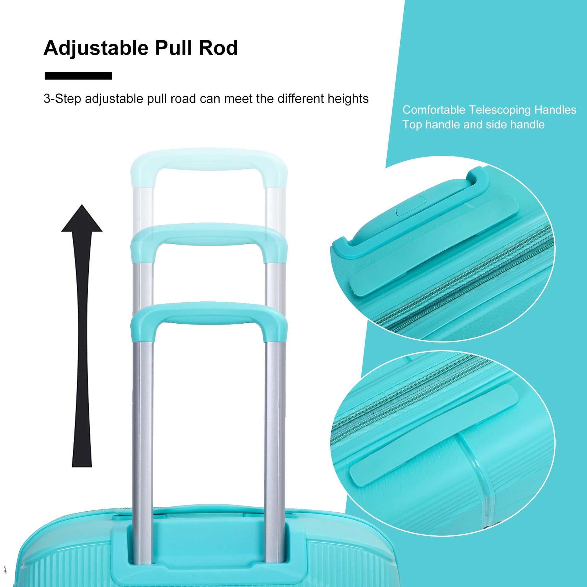 Expandable Hardshell Suitcase Double Spinner Wheels PP Luggage Sets Lightweight Durable 3-Piece Set (20/24/28) , Lake Blue - Korvel