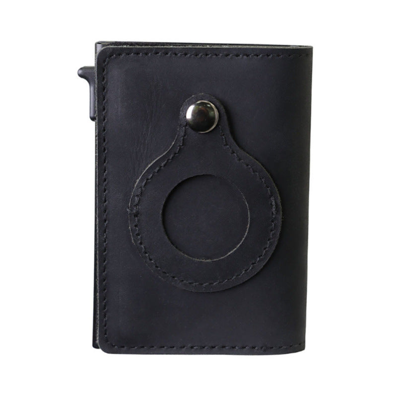 Premium Leather Bi-Fold Card Case with Air Tag Sleeve