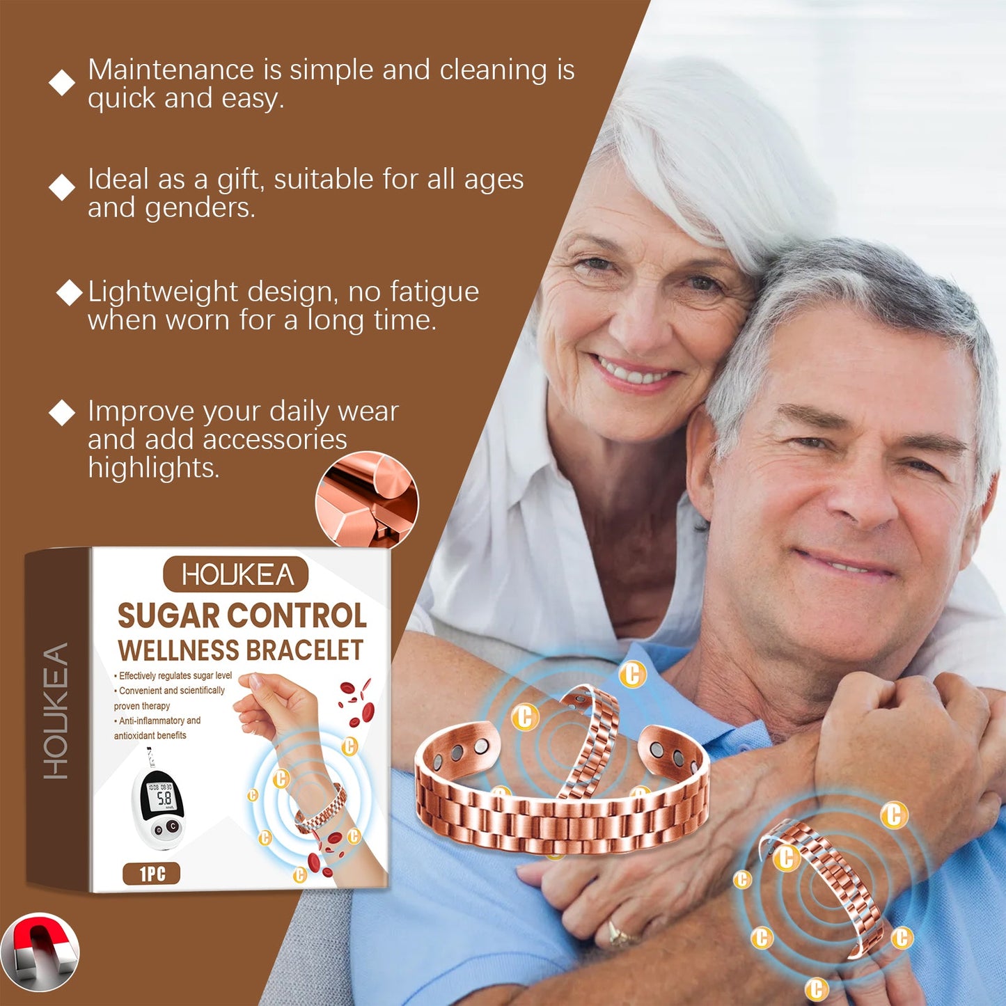 Sugar Bracelet, The Elderly Body Health Care To Relieve Discomfort, Hand In Hand To Decorate Sugar Bracelet - Korvel