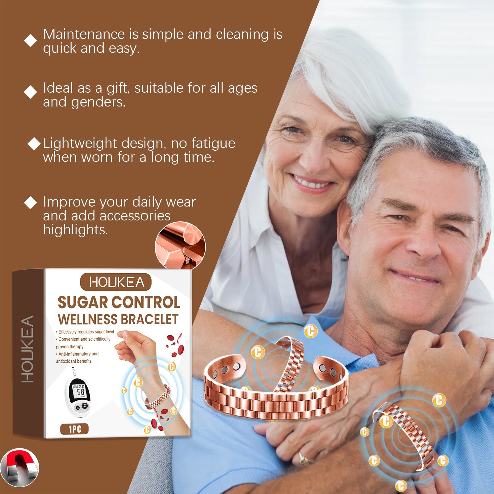 Sugar Bracelet, The Elderly Body Health Care To Relieve Discomfort, Hand In Hand To Decorate Sugar Bracelet - Korvel