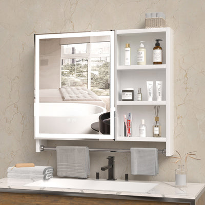 Modern 32x28 Inch Bathroom Storage Cabinet with LED Lights
