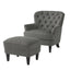 Modern grey fabric club chair and Ottoman set, stylish cushioned armchair, paired with Ottoman style - Korvel