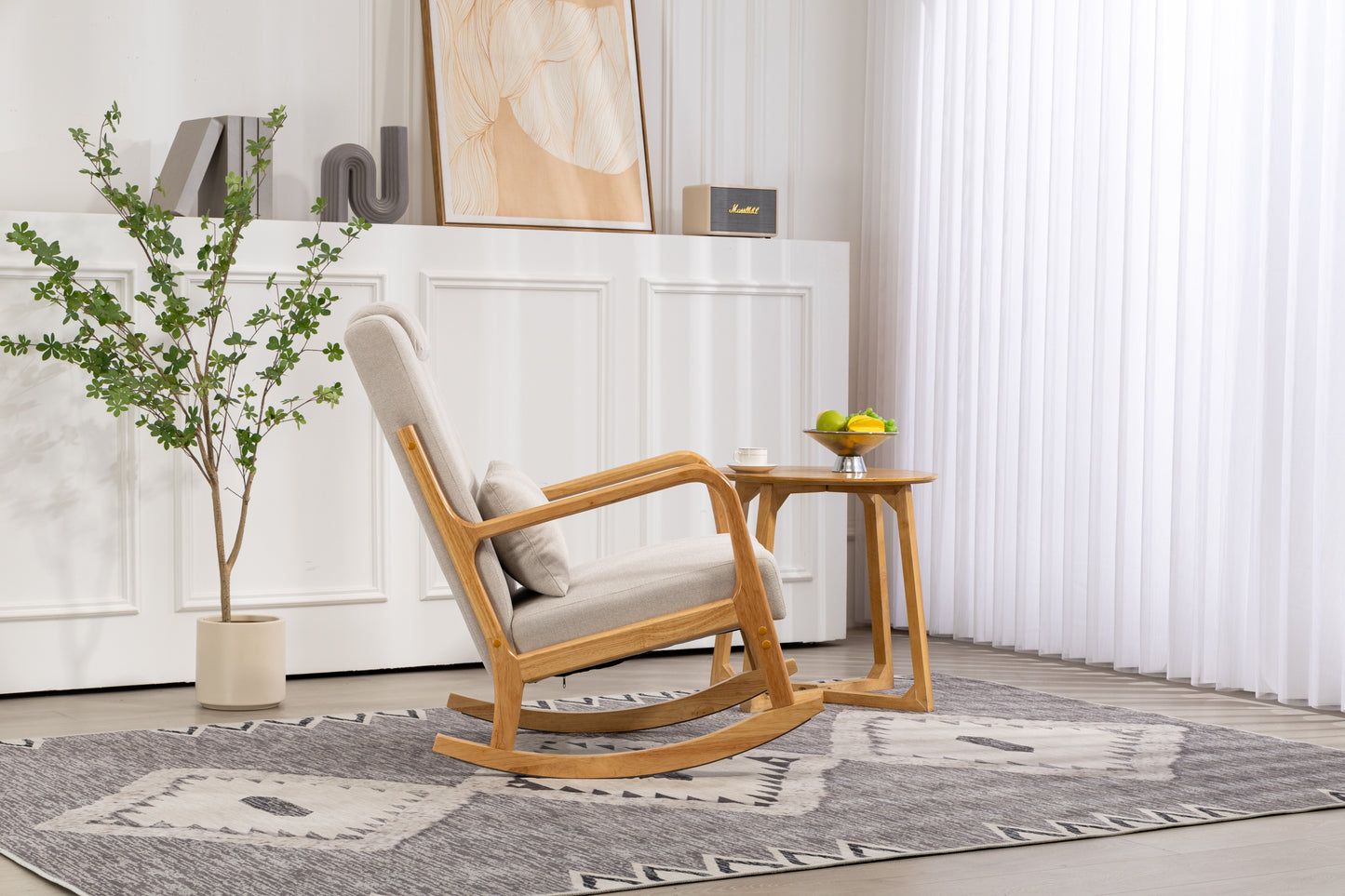 Chaise Berçante Rembourrée Classique avec Coussin Lombaire
