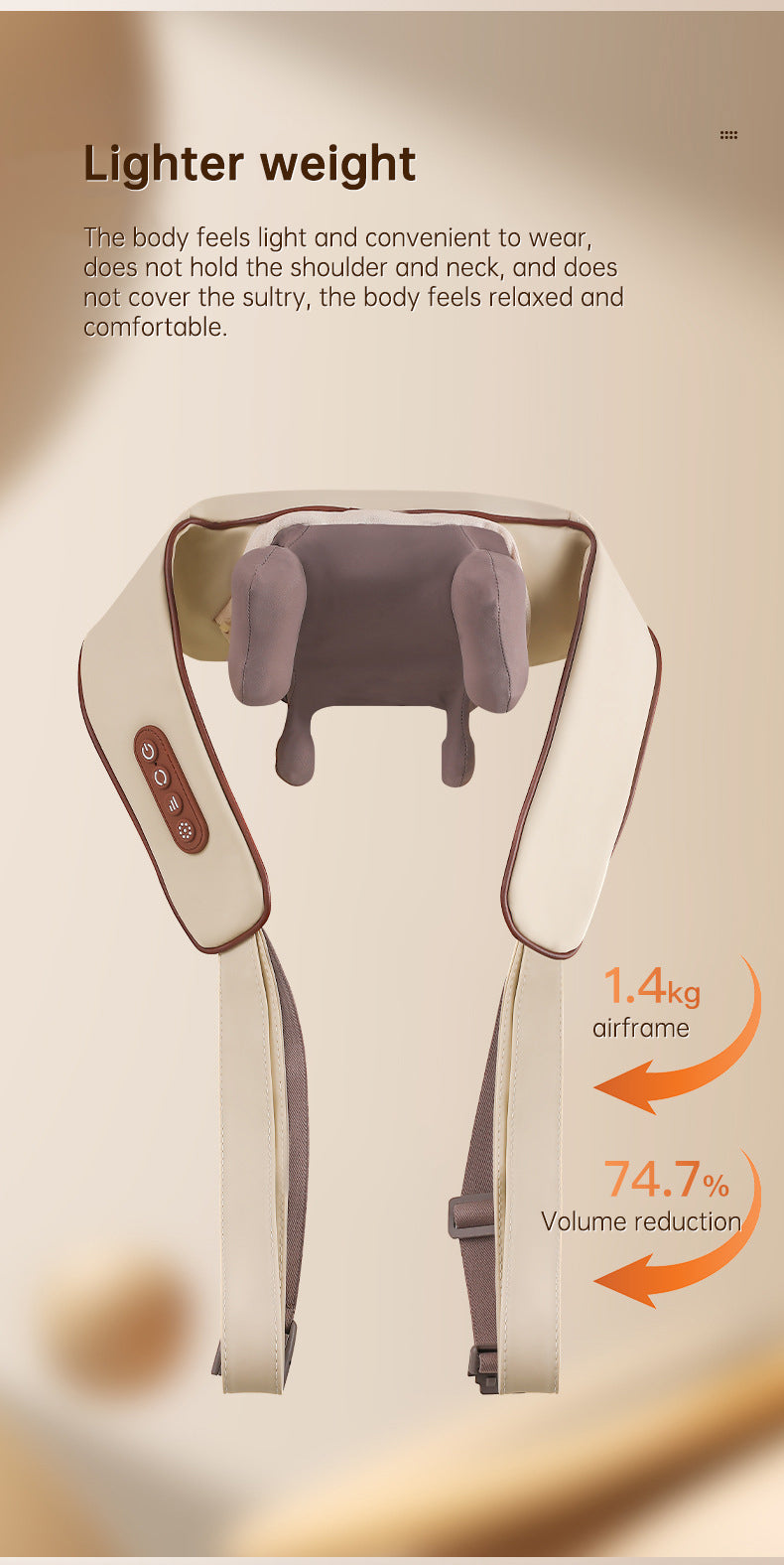 USB-C Rechargeable Kneading Massage Hot Compress Shiatsu Back Shoulder Neck Massager for Pain Relief - Korvel