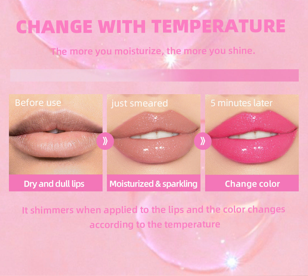 Hydrating Color Changing Lip Gloss Sparkling Shimmer Lip Oil Plumping Liquid Lipstick - Korvel