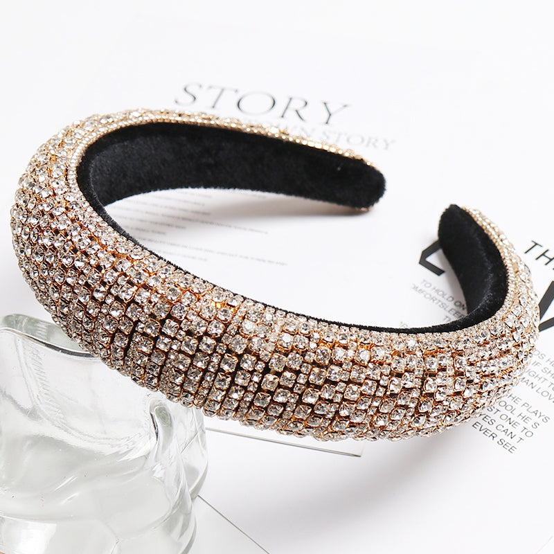 Baroque Full Crystal Hair Bands For Women Lady Luxury Shiny Padded Diamond Headband Hair Hoop Fashion Hair Accessories - Korvel