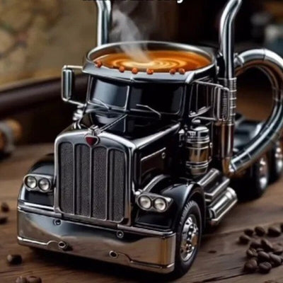 1PC Creative 11oz Truck-Design Coffee Mug. Ideal as a semi-truck coffee cup or home kitchen desktop ornament. - Korvel