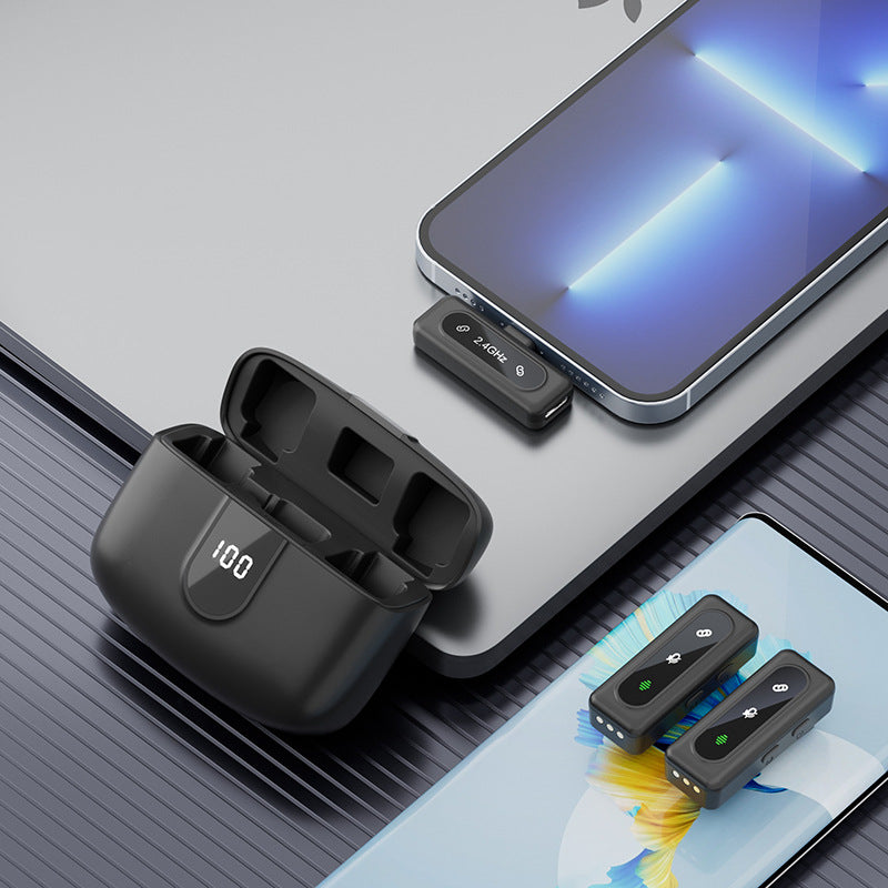 Wireless lavalier microphone J50 intelligent noise reduction digital display charging compartment digital display mini microphone - Korvel