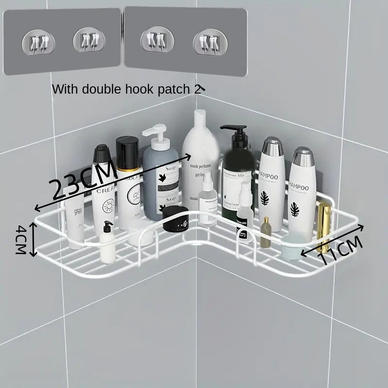 Bathroom Storage Rack Toilet Washroom Wall-Mounted Hole-Free Multi-Functional Iron Mesh Long Strip Organizer - Korvel