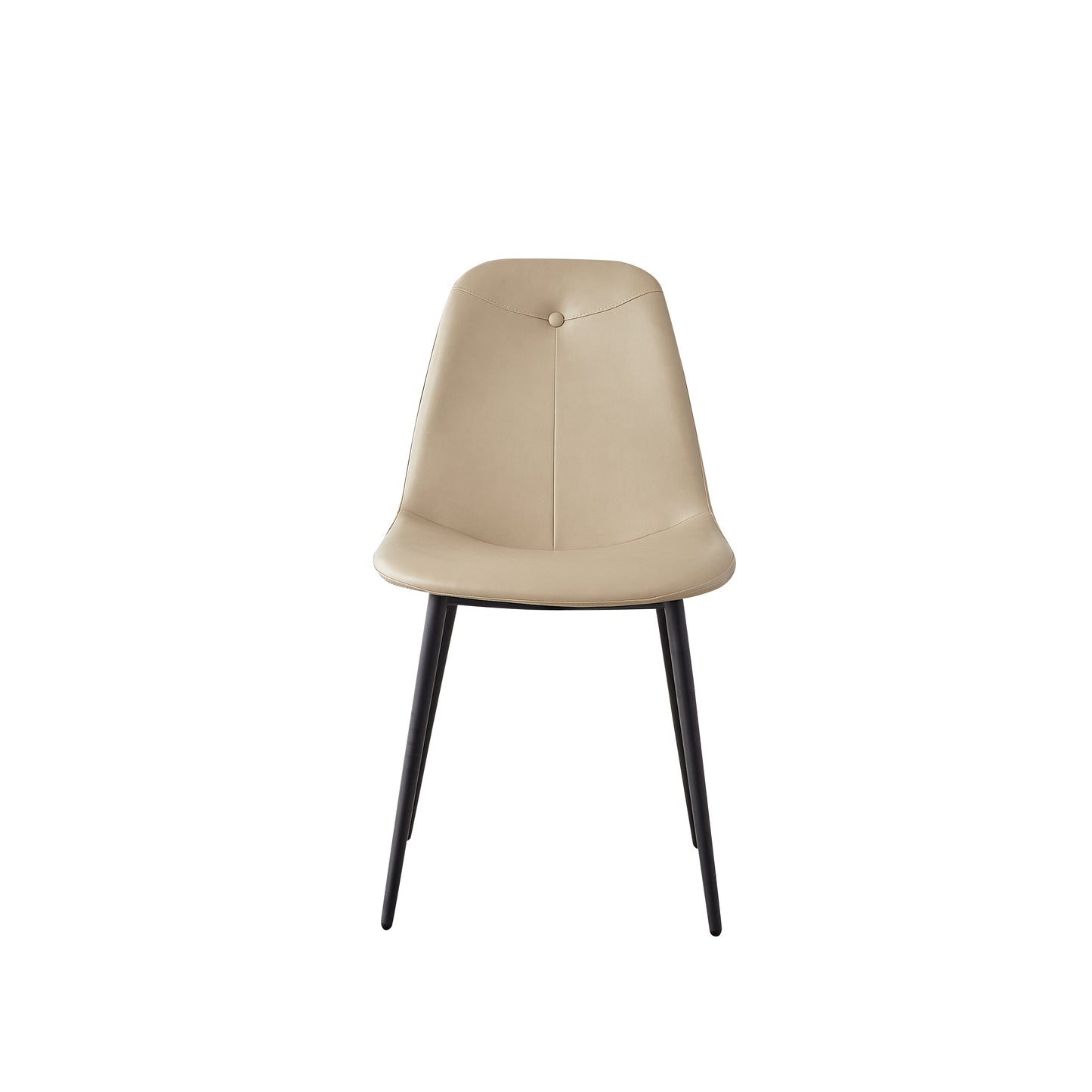 A set of 2 high back dining chairs with PU artificial leather soft cushions and metal legs, decorated with large soft cushions - Korvel