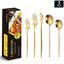 Portuguese Stainless Steel Knife Fork Spoon Golden Steak Knife Fork Set Four-Piece Tableware Set - Korvel