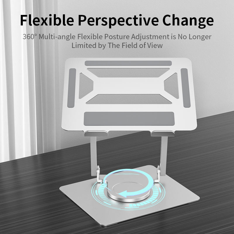 Office Aluminum Notebook Bracket Computer Cooling Bracket Double Pole Folding 360 Degree Stepless Rotation - Korvel