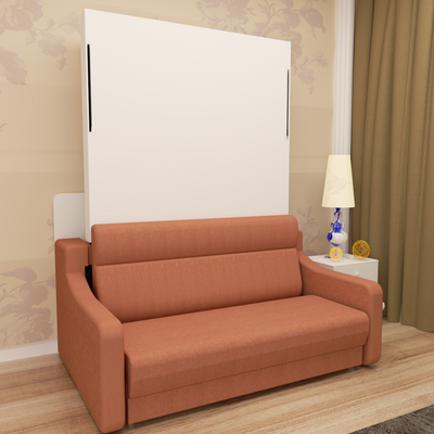 Modern Full Size Vertical Murphy Bed with Sofa and Drawers