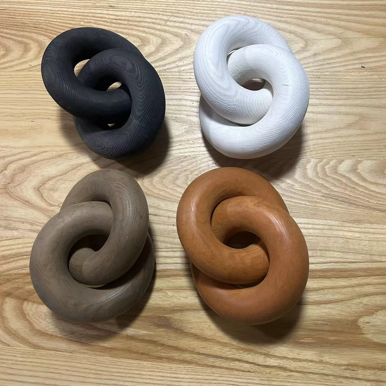 Wooden decorative chains, wooden handicrafts, home furnishings, homestay decorations, two ring buckle wooden chains, two ring wo - Korvel