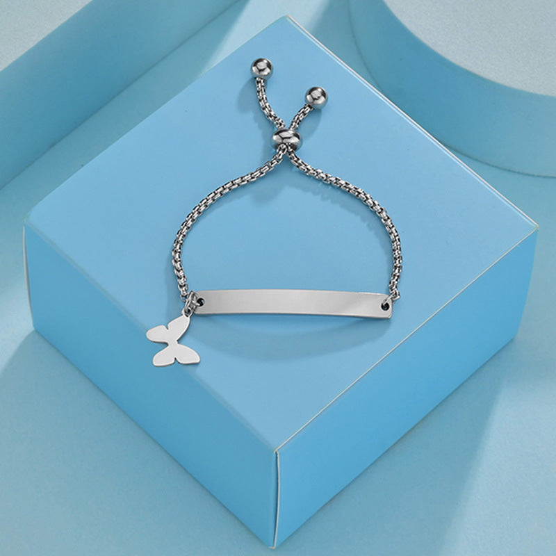 Stainless steel personalized engraved three color curved bracelet simple and personalized women's bracelet - Korvel