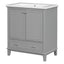 30inchgrey Bathroom Vanity with Sink ComboMulti-functional Bathroom Cabinet with Doors and Drawer Solid Frame and MDF Board - Korvel