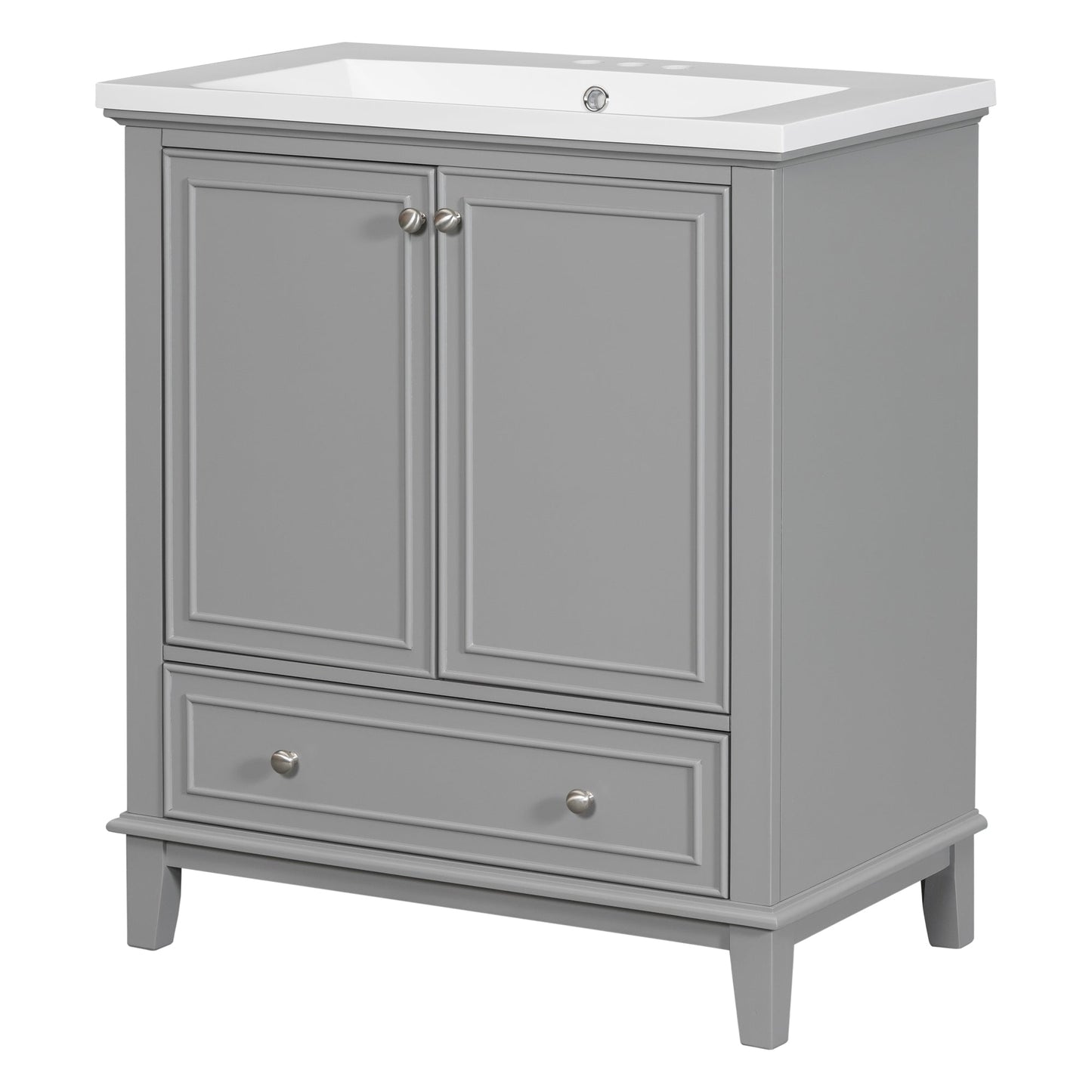 30inchgrey Bathroom Vanity with Sink ComboMulti-functional Bathroom Cabinet with Doors and Drawer Solid Frame and MDF Board - Korvel