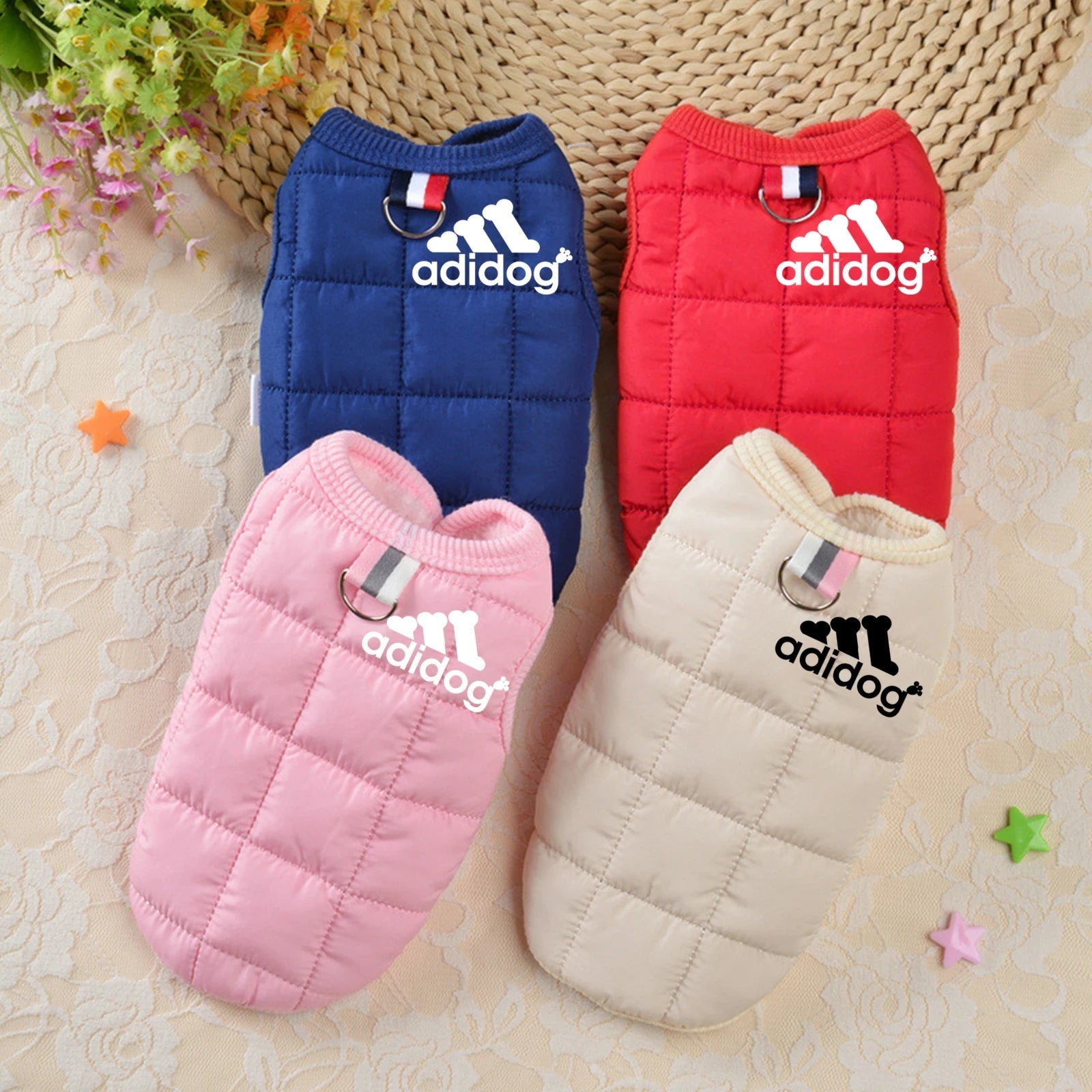Pet clothing winter thickened dog clothes autumn and winter new cotton-padded jacket vest multi-color waterproof warm - Korvel