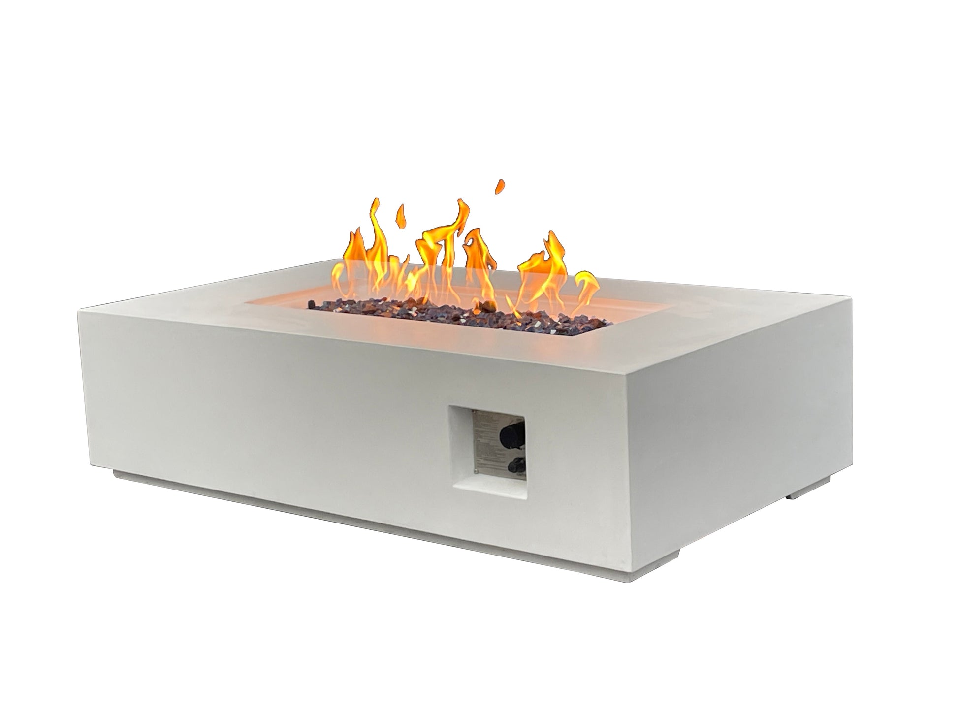 52 Inch Outdoor Concrete Propane gas rectangle Fire Pit table in Antique white color - Korvel