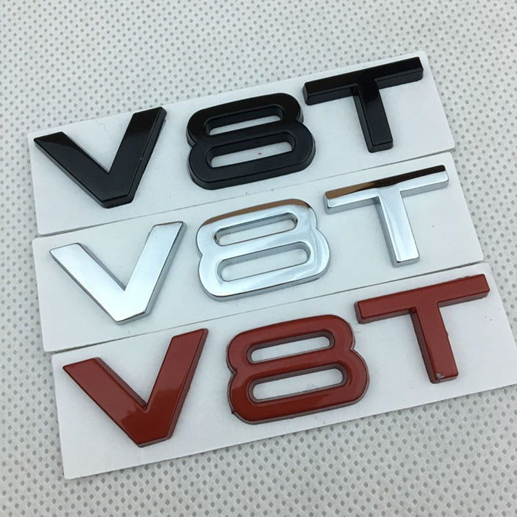 Suitable for Audi V6T V8T metal logo A4LA6LS7Q5Q3 displacement personalized modification leaf plate car sticker - Korvel