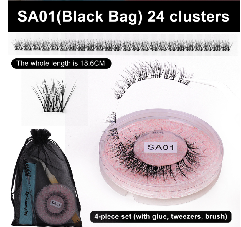 DIY false eyelashes set whole cut eyelashes European and American thick curling travel size eyelash combination - Korvel