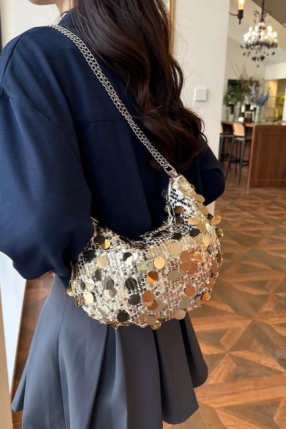 Sequin Chain Crossbody Bag - Korvel