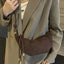 PU Leather Strap Suede Shoulder Bag - Korvel