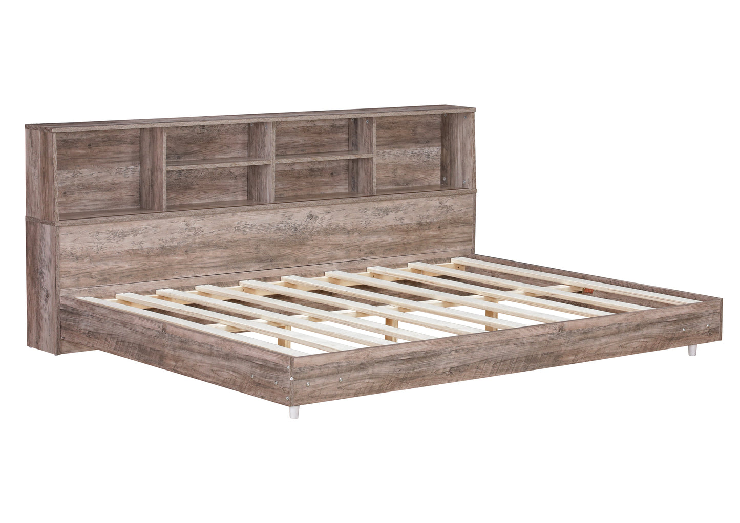 Full Size Daybed Frame with Storage Bookcases Wood Light Oak - Korvel