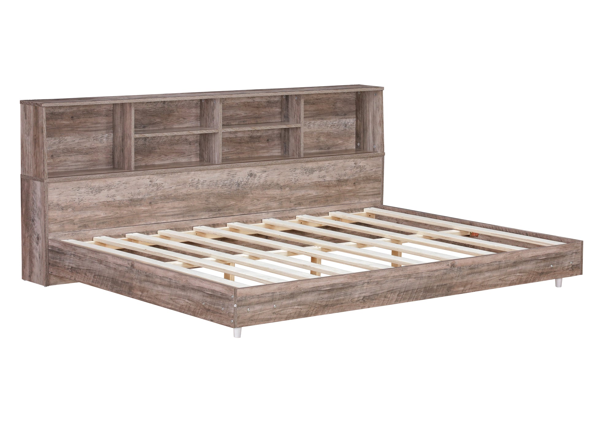 Full Size Daybed Frame with Storage Bookcases Wood Light Oak - Korvel