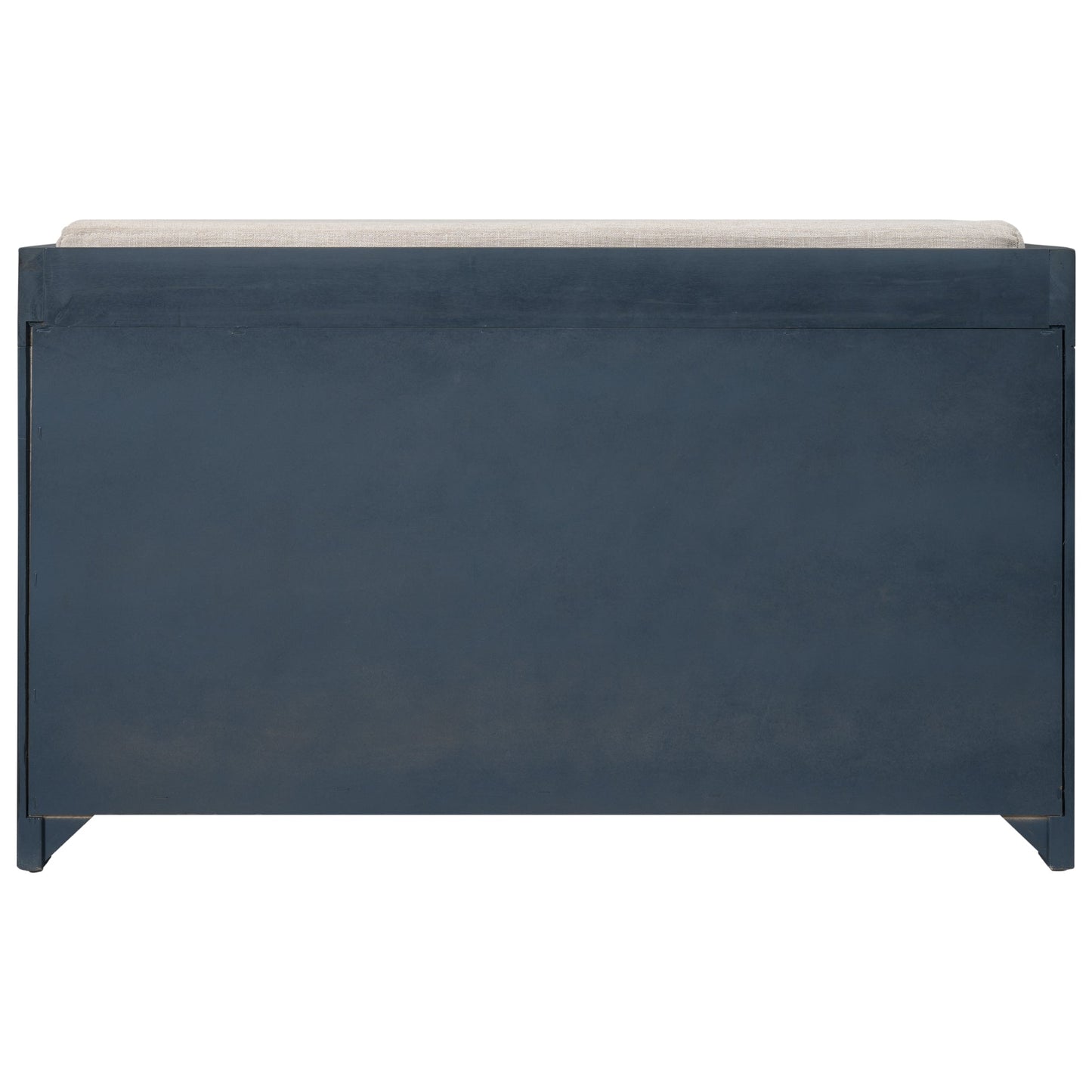TREXM Storage Bench with Removable Basket and 2 Drawers, Fully Assembled Shoe Bench with Removable Cushion (Navy) - Korvel