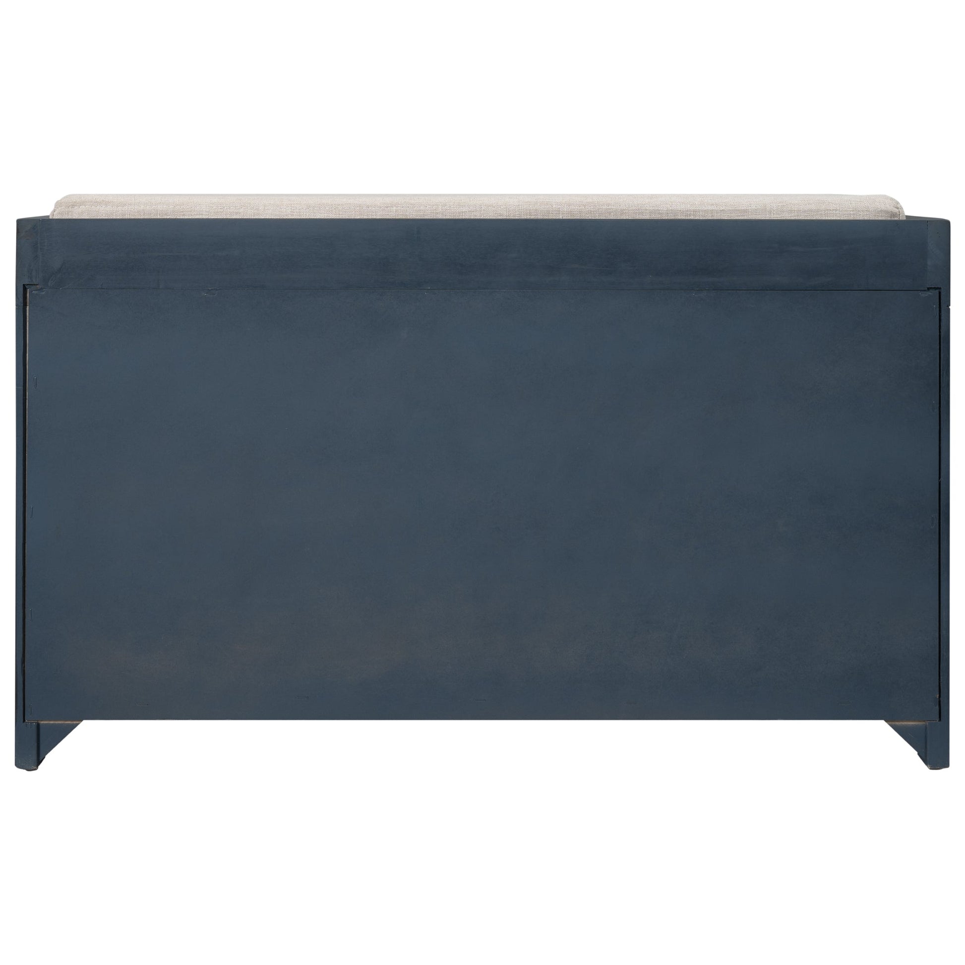 TREXM Storage Bench with Removable Basket and 2 Drawers, Fully Assembled Shoe Bench with Removable Cushion (Navy) - Korvel