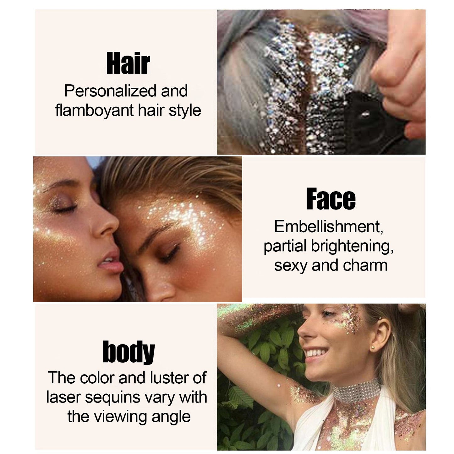 Glitter Body Skin Gel, Makeup Fish Scale Glitter Gel Glitter Stage Show Makeup Props Eyeshadow - Korvel